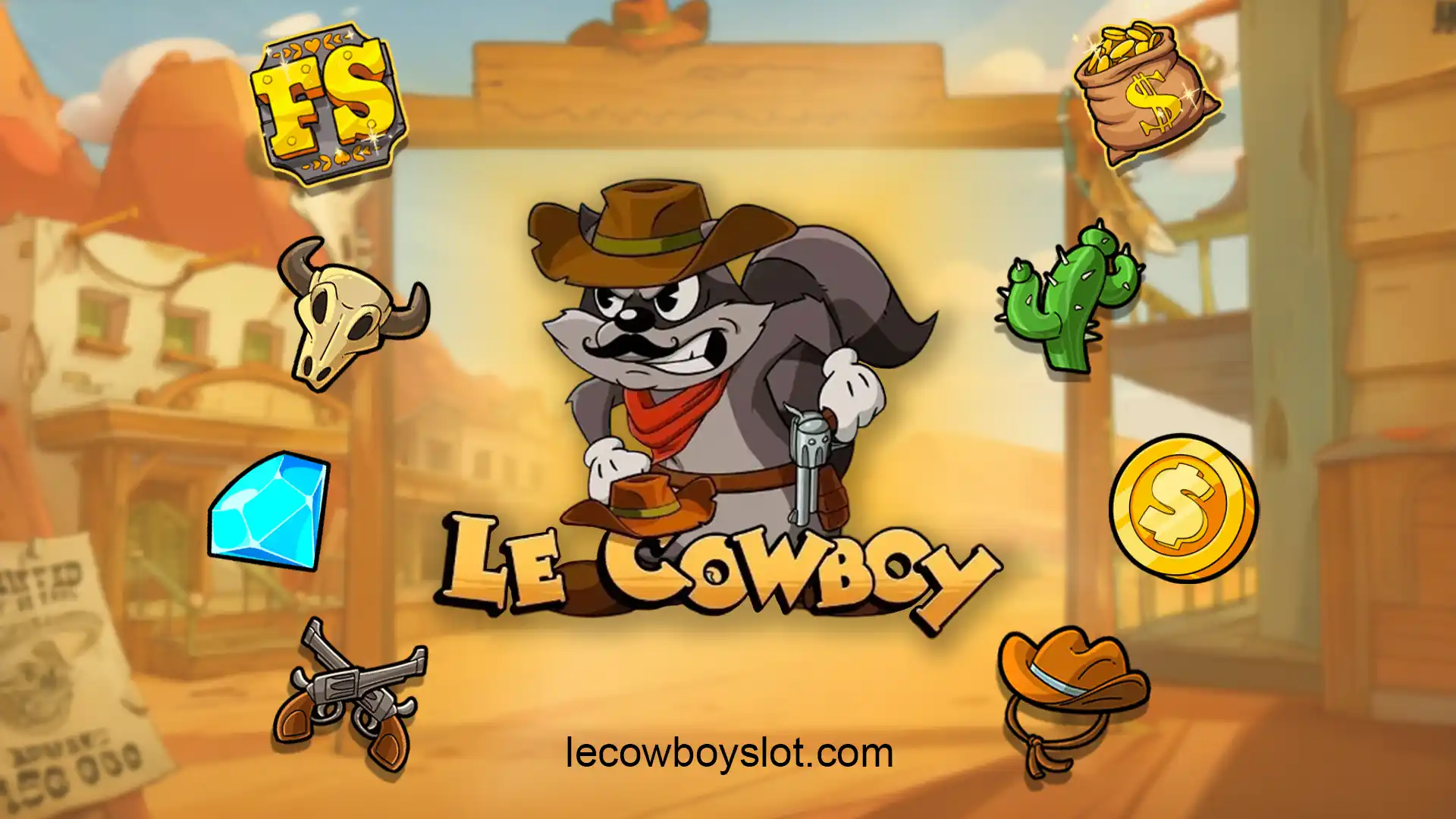 Le Cowboy slot by Hacksaw Gaming — base game grid with cluster pays
